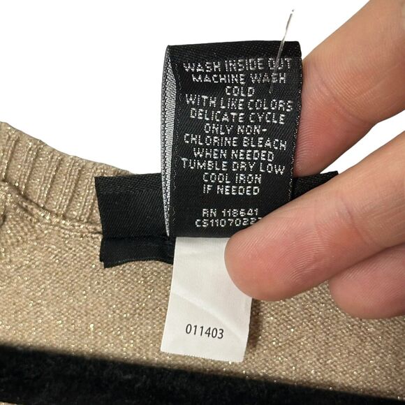 NEW Lane Bryant Metallic Sweater 18/20 Tan Gold Dolman Short Sleeve V Neck - Picture 5 of 8